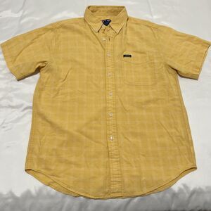 Ralph Lauren Chaps Vintage Shirt M Mens Yellow Check Plaid Short Sleeve